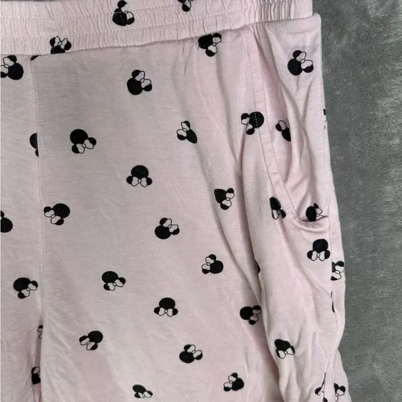 Disney Minnie Mouse Mickey Mouse Pajama Set Top Shorts Pink Black Large - Picture 9 of 15